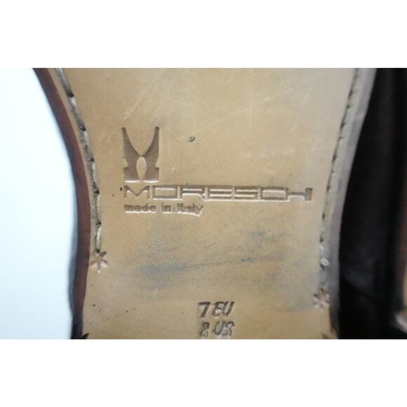 MORESCHI Digione Mens US 8M Burgundy Peccary & Calfskin Cap Toe Oxford ITALY - Picture 9 of 9